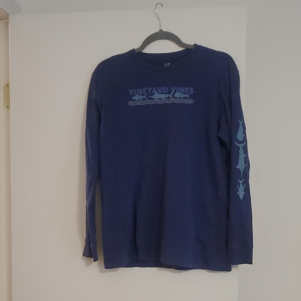 Vineyard Vines Navy Long Sleeve with Fish Design